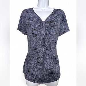 Croft & Barrow Black and Purple Paisley Top